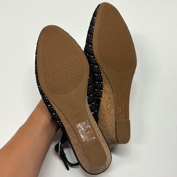 Vivaia Tamia Almond Toe Slingback Wedge Sandals Size EU 37 (US 6.5) - Picture 6 of 8